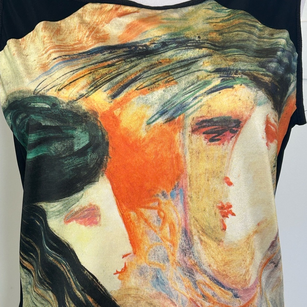 Linda Segal Artistic Print Sleeveless Top - Picture 2 of 7